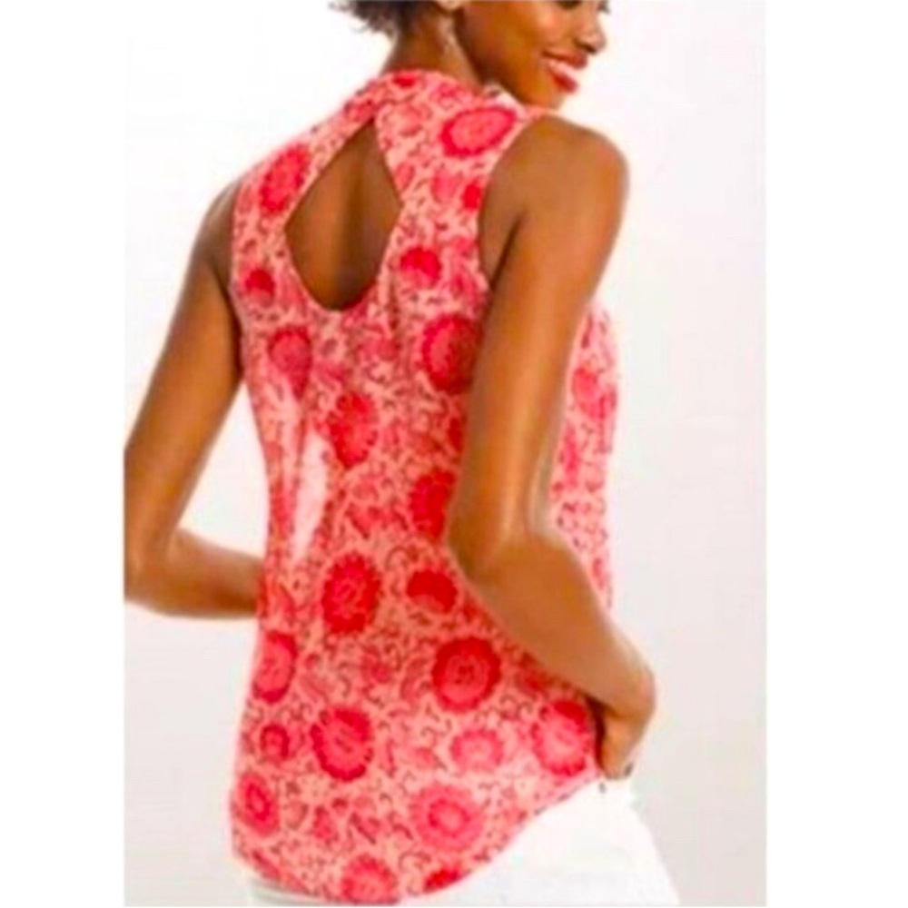 *5 for $25!* Cabi Vita Floral Red Pink Drape Sleeveless Blouse Feminine Boho L - Picture 5 of 9